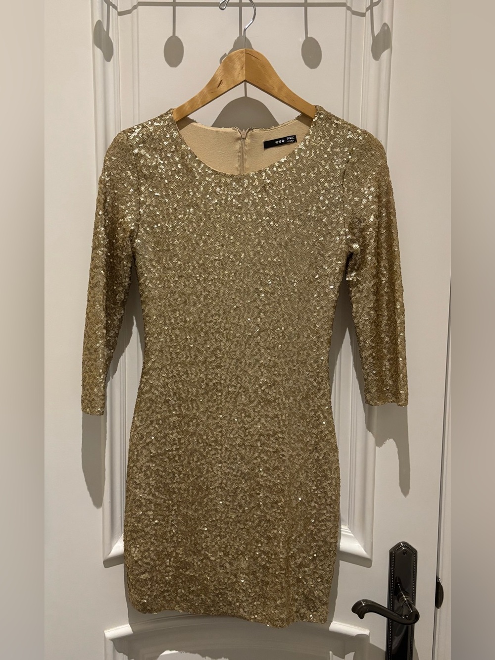 TFNC Gold Sequin Long Sleeve Bodycon Dress